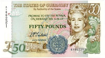 Guernsey, Britské ostrovy, 50 libier Elizabeth II ND (1996)