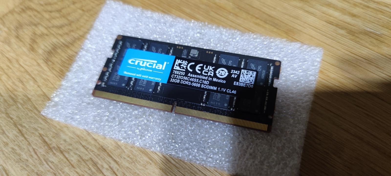 Operačná pamäť Crucial SO-DIMM 32GB DDR5 5600MHz CL46 CT32G56C46S5 - Notebooky, príslušenstvo