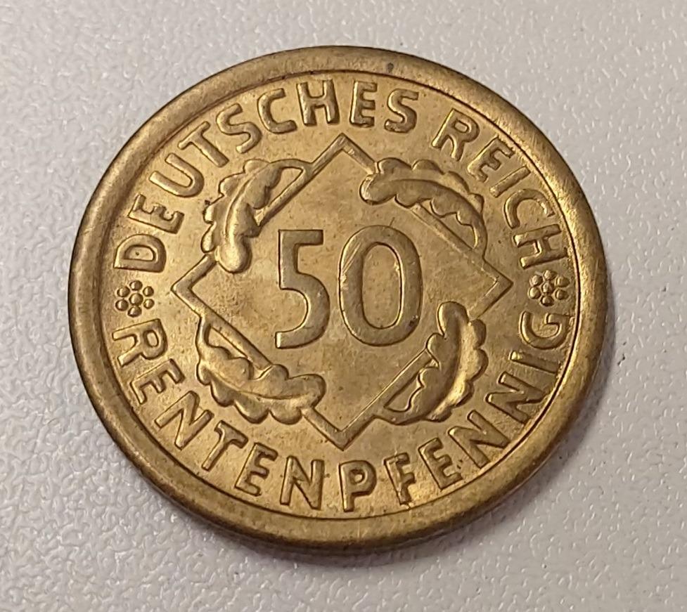 Weimarská republika - 50 Rentenpfennig 1923 F. TOP stav - VZÁCNA(č.635) - Numizmatika