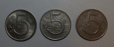 Varianty 5 Kčs 1974 A, B, C