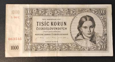 1000 korun československých 1945