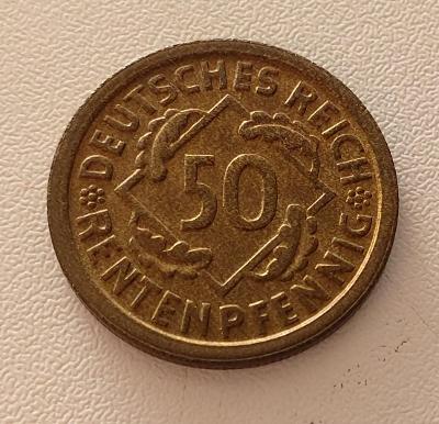 Výmarská republika - 50 Rentenpfennig 1923 D. Top stav. Vzácný -(č.617