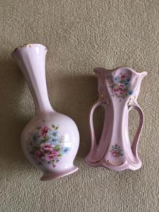Růžový porcelán - 2x váza