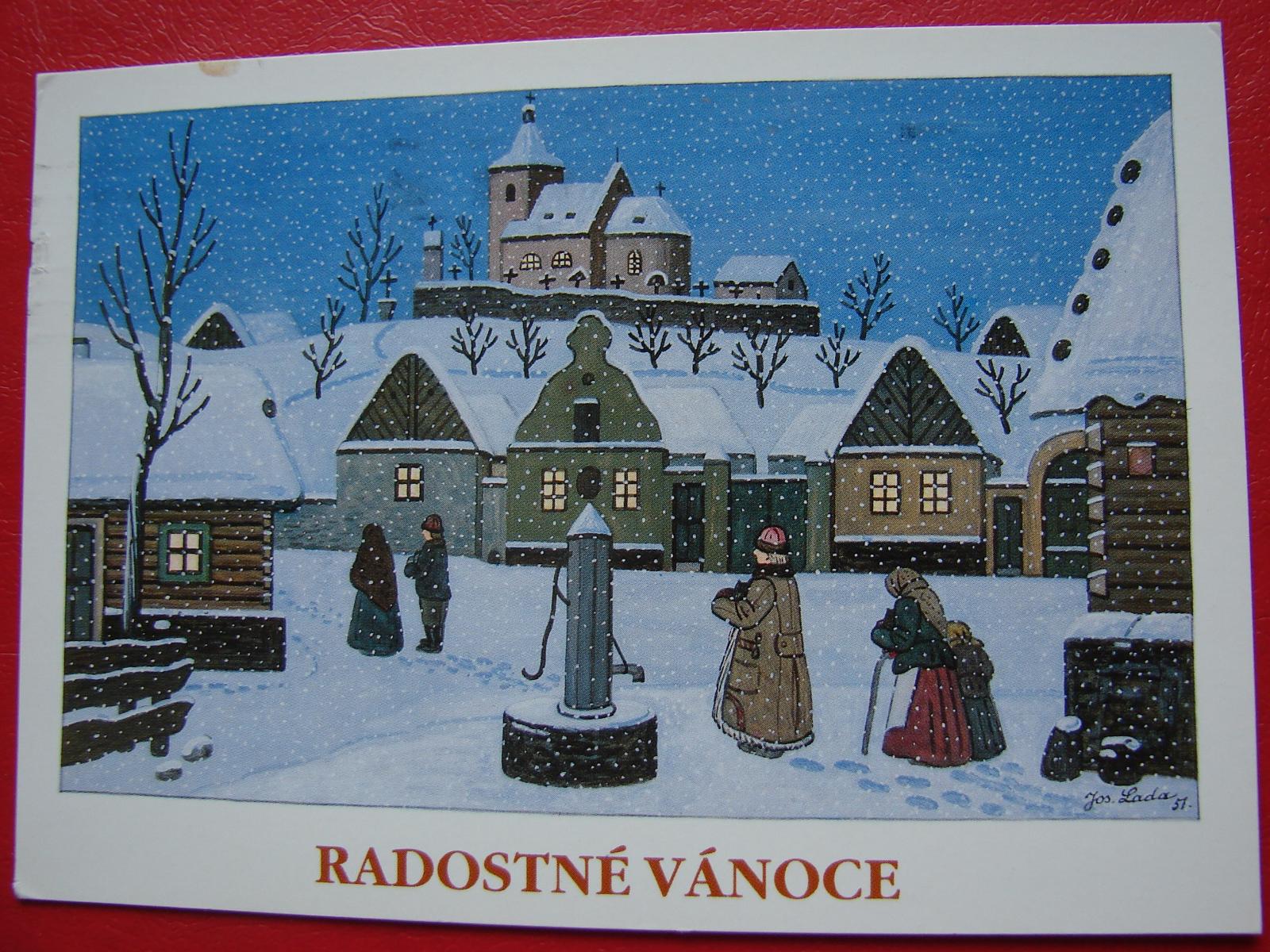 VÁnoce Zima Radostné Vánoce Kresba Josef Lada Série Aukro
