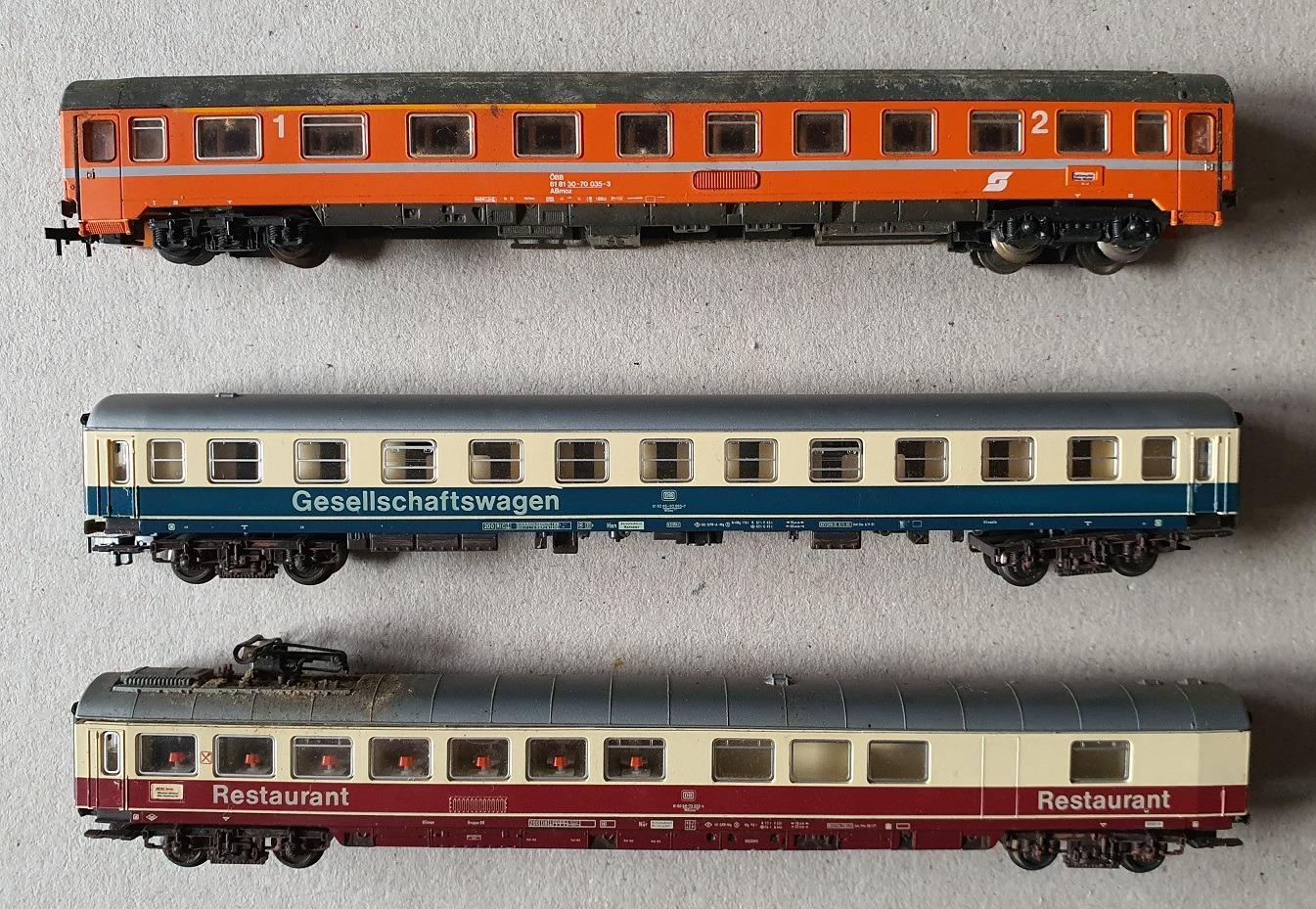 DB a ÖBB 4-osý rýchlikový vagón ROCO a FLEISCHMANN vláčiky N - Modelové železnice