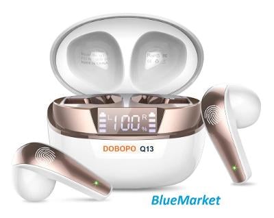 Bezdrátová sluchátka DOBOPO LED Display/ IP7/ BT 5.3/ Headphones White