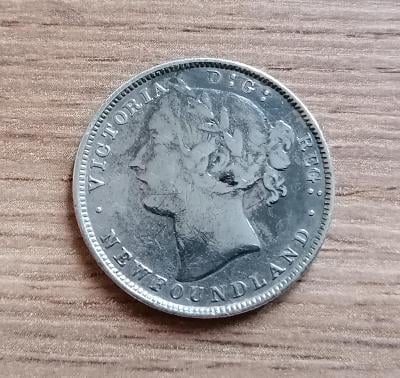 Stříbro 20 Cents 1865 Newfoundland Kanada - stříbrná koloniální mince