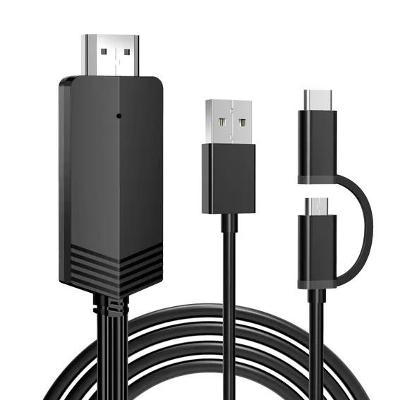 Kabel HDMI 1080P - USB typ C / Micro USB, 2 Metry