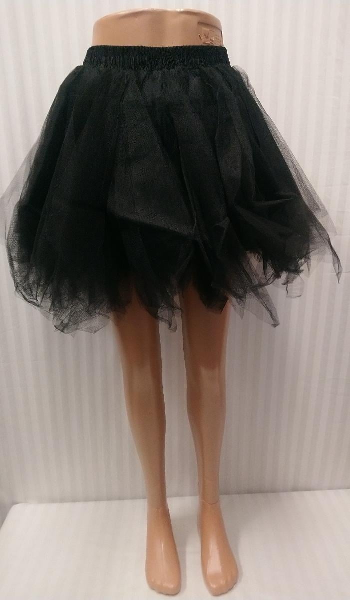 Dámska čierna asymetrická tylová sukňa, L - Dámske oblečenie