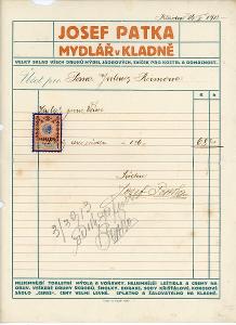 Kladno-firma-Josef Patka-mýdlo-mydlářství-voňavky-CERES-účet-1913