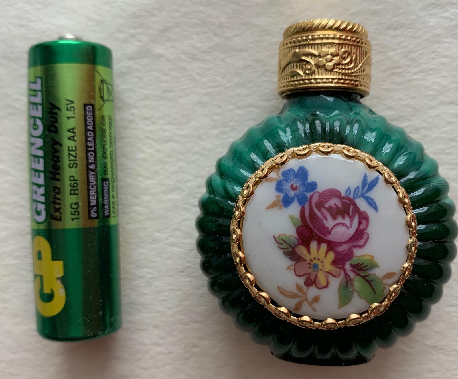 Zelený starý flakón na parfum: kov, sklo - Starožitnosti a umenie