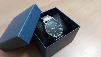 Pánské hodinky GENEVA (stříbrné) v dárkové krabičce (kovový řemínek)