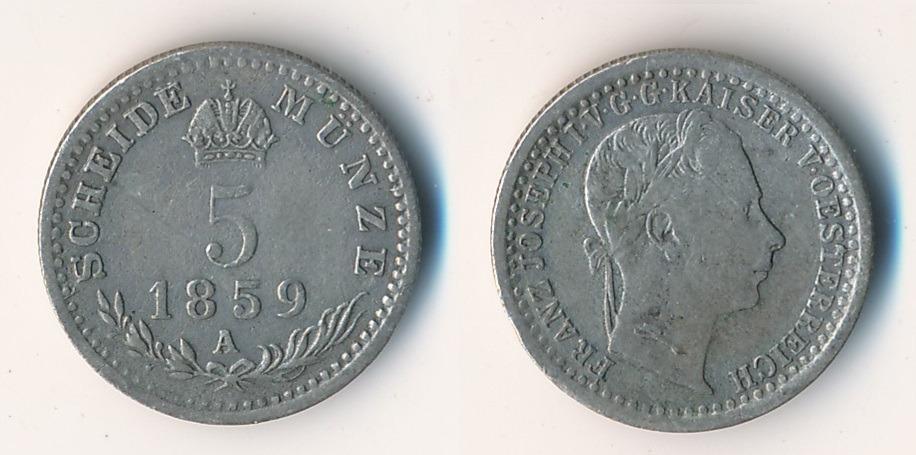 Rakúsko 5 krajčírov 1859 - Numizmatika