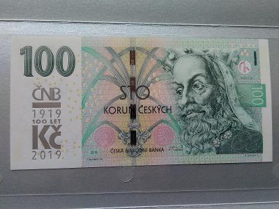 Vzácná bankovka - 100 Kč  -serie  M02 -1919 - 2019.