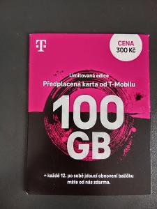 Předplacená karta od T-Mobile 100 GB pěkné číslo Nová