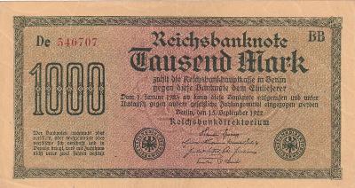 1 000 Marek-Německo-1922-Velmi Dobrý Stav!