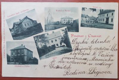 Charváty - okr. Olomouc - mlékárna, škola, pošta - hezké záběry - 1900