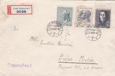 R- České Budějovice 1947 - Praha, Michle, s přích.