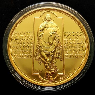 Zlatý 100 Dukát sv. Václava, váha 348,5 g, priemer 65mm, rýdzosť 999,9 !!