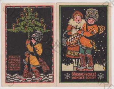 Vánoce - 2 ks - litografie - ruské legie