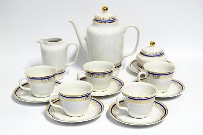 Porcelánový servis kávový Stará Role modro/zlatá