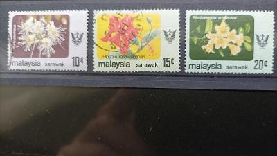3x známka Flóra - Květiny (Malajsie / anglická kolonie SARAWAK 1979)