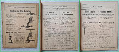 3x Starý katalog ceník Rott obráběcí stroje nářadí pro řemesla ca 1895