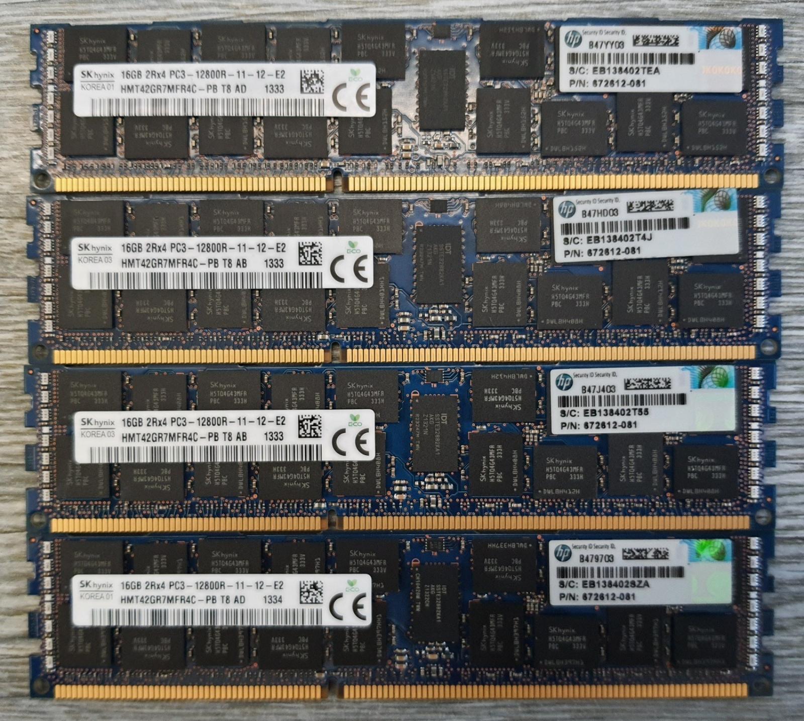 64GB 4x16GB RAM DDR3 PC3 12800R ECC Registered - Počítače a hry