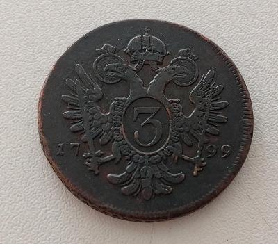 3 Krejcar 1799 A - Vzácný - (č.931)