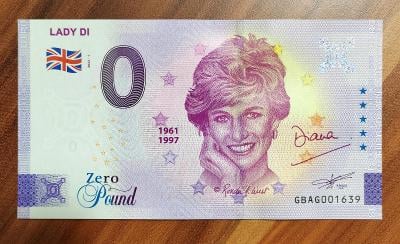 👑 0 Pound Euro bankovka DIANA - LADY DI 👑