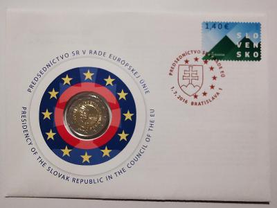 Numizmatická obálka 2€/2016 SR Predsedníctvo SR v Rade Európskej únie
