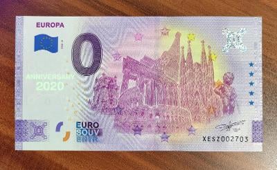 💣 0 Euro bankovka EUROPA - 2022 - verzia ANNIVERSARY len 1000 ks ! 💣