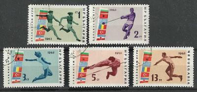 Bulharsko 1963, kompl. serie balkánske hry - sport, razítkovaná