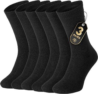 3 páry termo ponožek /vysoké/pánské/ vel. 39-45 / černé /od 1 kč |205|