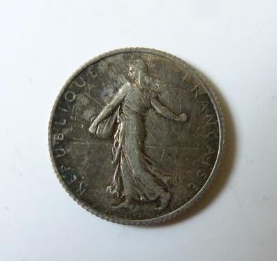 Ag. stříbrný 1 frank 1918 nádherná patina