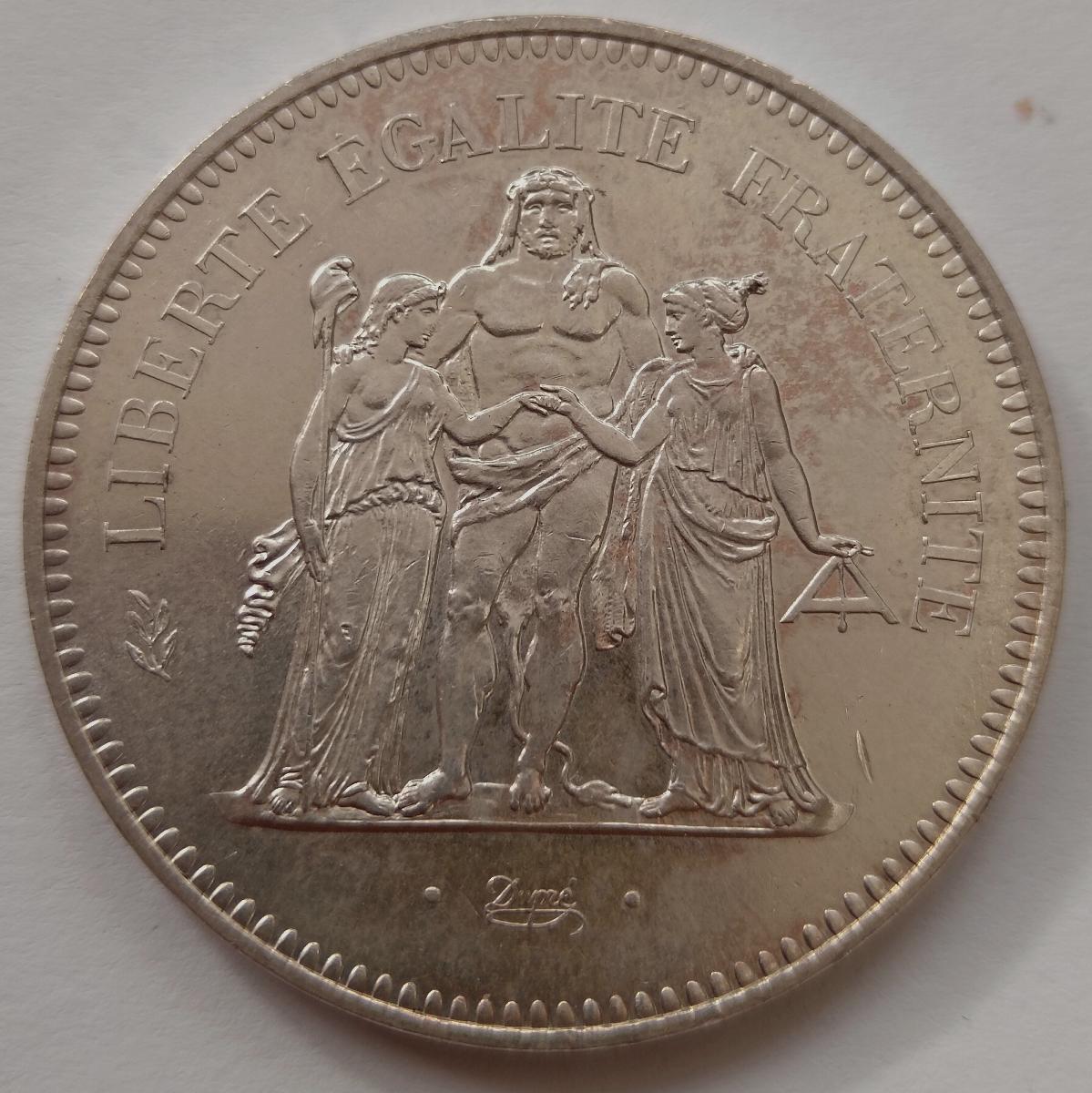 Strieborná minca 50 Francs 1974 Francúzsko - Numizmatika