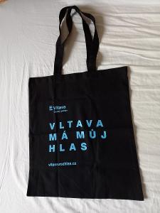 Černá plátěná taška s nápisem (Vltava) - nová