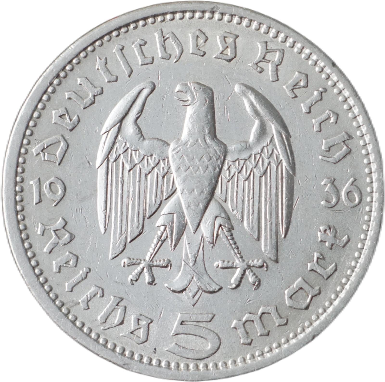 Nemecko - 5 marka 1936 A !!! - Numizmatika