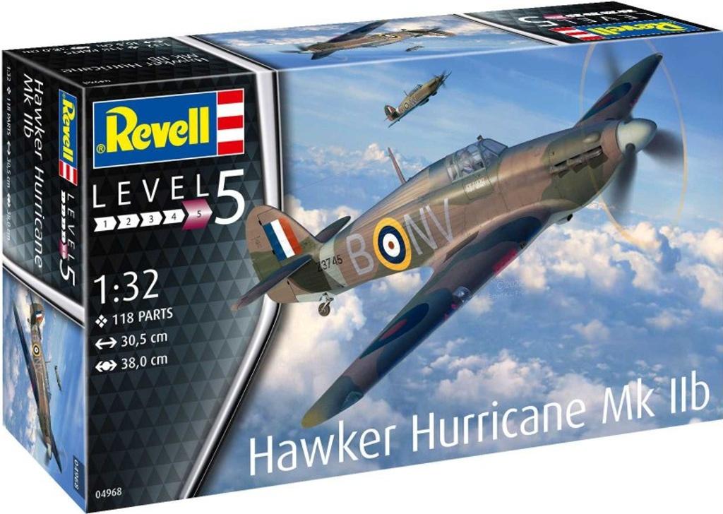 Revell - Hawker Hurricane Mk IIb, Plastic ModelKit lietadlo 04968, 1/32 - Vojenské modely lietadiel
