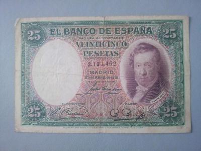 25 pesetas Španělsko 1931.
