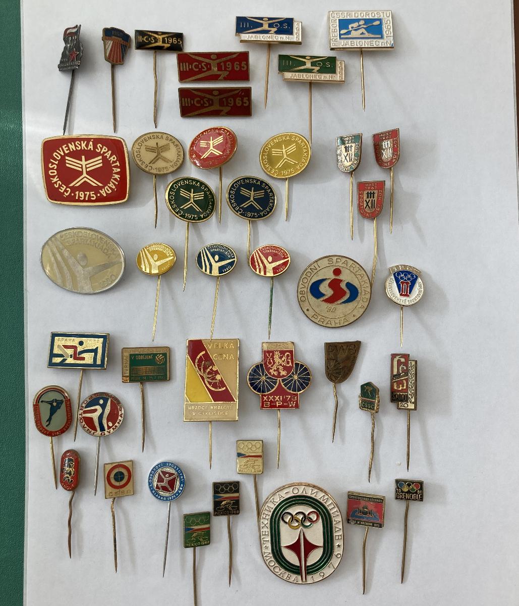 Staré odznaky ČSR ČSSR, socializmus, šport, spartakiáda, 41 ks - Odznaky, nášivky a medaily