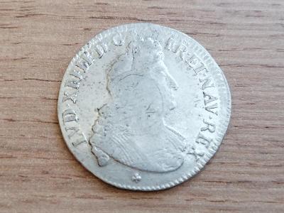 Stříbro 1/2 Ecu 1704 stříbrná mince král Ludvík XIV. Francie originál