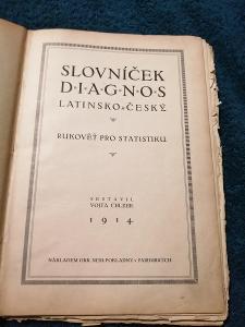 Slovníček diagnos 1914 / latinsko - Český / Vojta Celzer / Pro lékaře