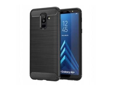Zesílené černé pouzdro zadní kryt CARBON Samsung Galaxy A6 Plus 2018