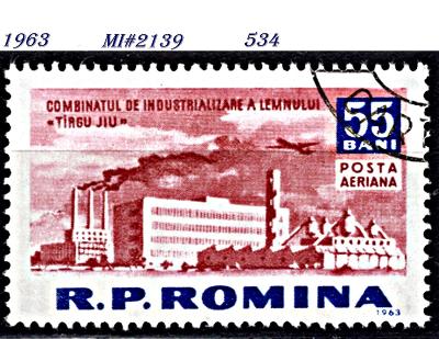Rumunsko 1963, letecká, dřevozpracující  kombinát