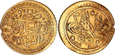 Osmanská ríša 1/2 Surre Altin 1823 AH 1223//16 Mincovňa Darulhilafe