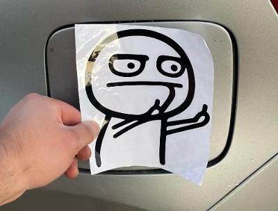 Auto PET nálepka, postava s prostředníčky ČERNÁ funny stickers