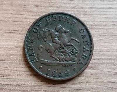 H. Kanada 1/2 Penny 1852 koloniální mince Upper Canada Severní Amerika