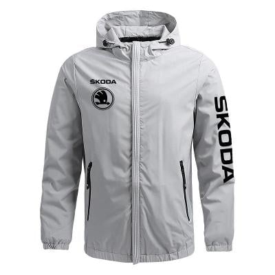 Škoda logo - pánská bunda pro volný čas sport cestování s kapucí