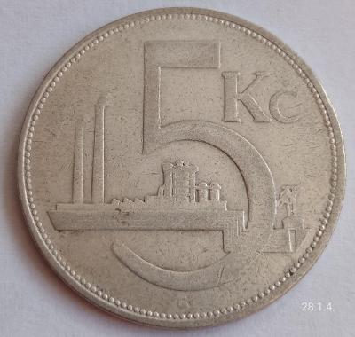 Mince 5 koruna 1929 Československo